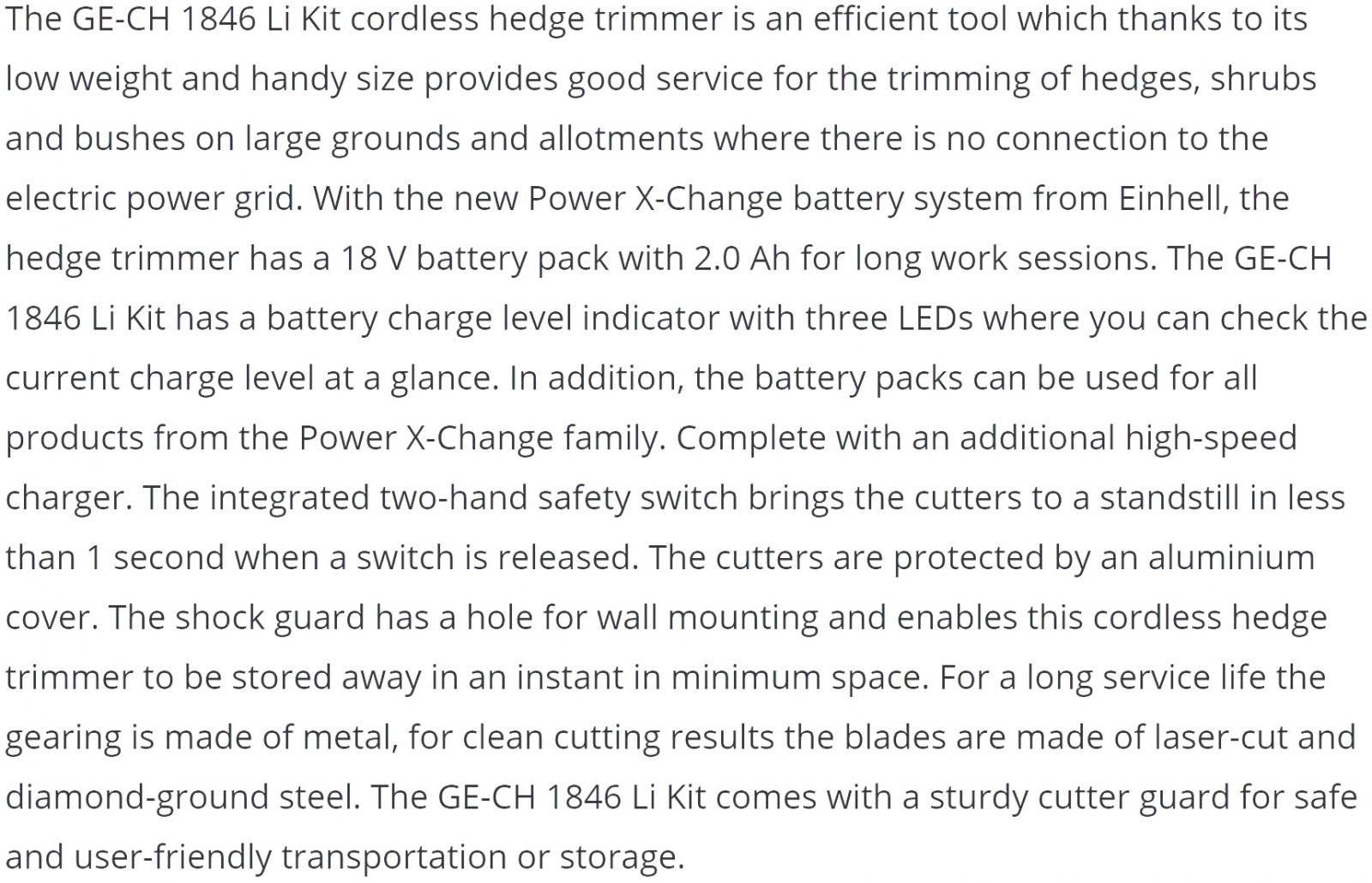 גוזם גדר חיה מקצועי נטען היינל EINHELL GE-CH 1846 LI-KIT 18V